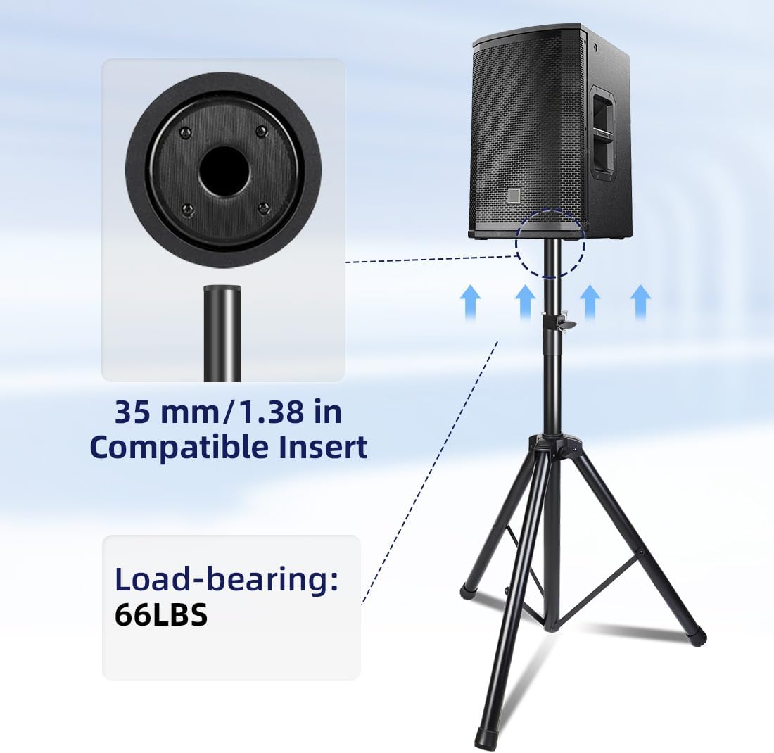 2 Pack Universal Speaker Stands Pair, Height Adjustable Tripod from 35 to 60 ...