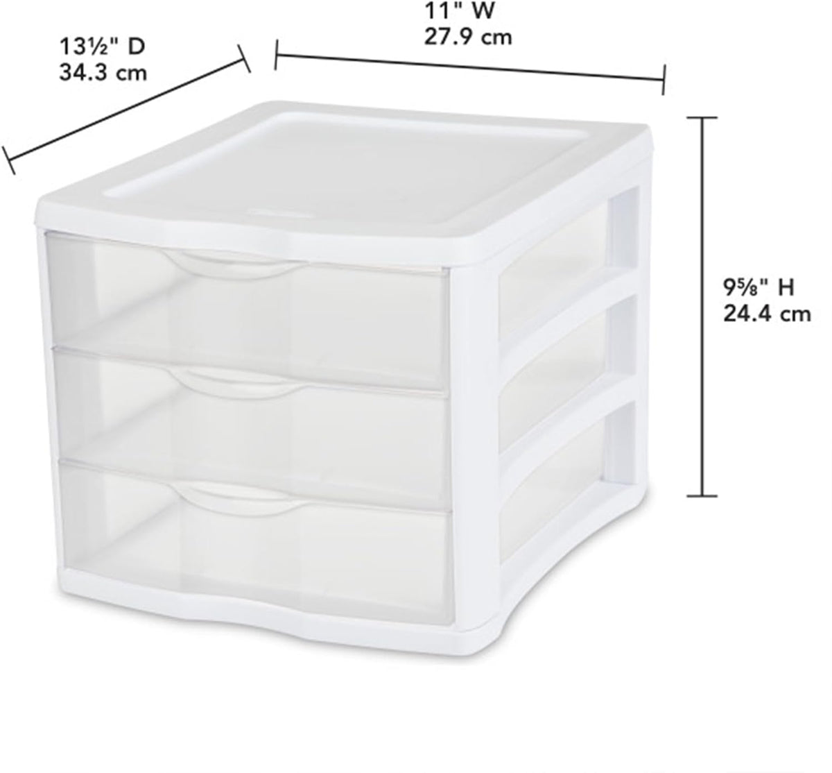 Sterilite ClearView 3-Drawer Cart Small Plastic Storage Organizer, 12-Pack