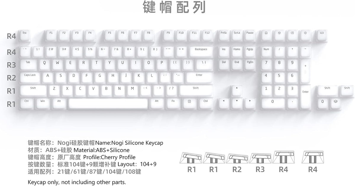 KPREPUBLIC Nogi Cherry Profile ABS Silicone Keycap White Black Sakura Pep Ver...