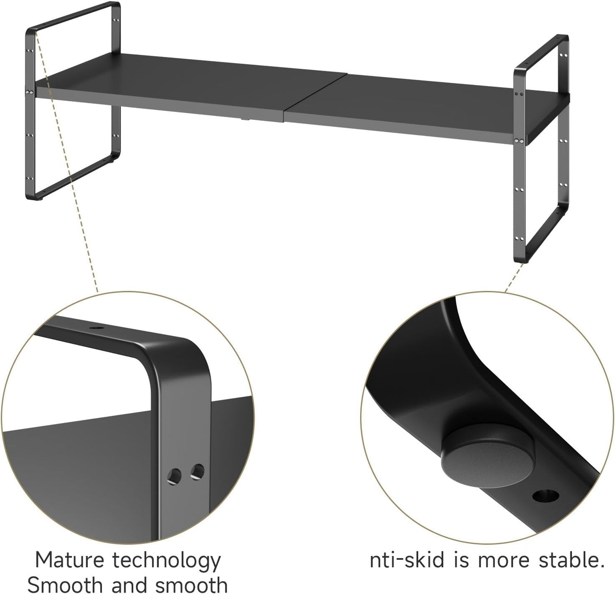 16.5~27.1" Expandable Shelf,2Pack 10.2" Wide Adjustable Height Cabi...