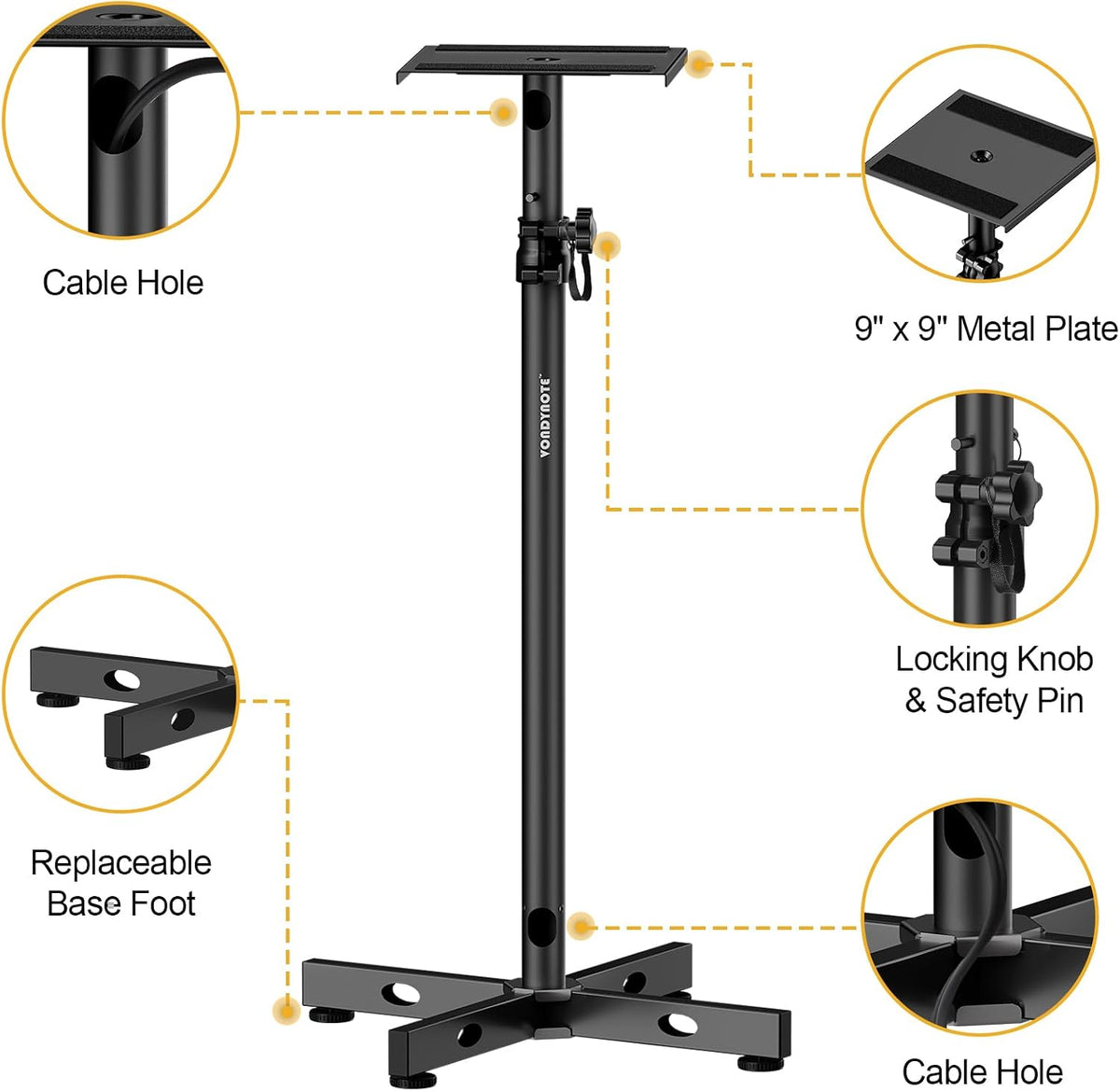 Vondynote Studio Monitor Stands Speaker Stands Pair with Cable Management