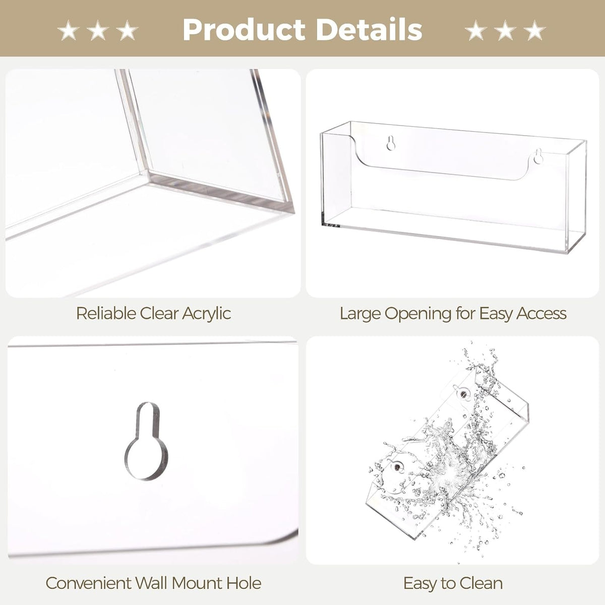 Homaisson Clear Acrylic Mail Holder Box for Desk or Wall Mount, Mail Organize...