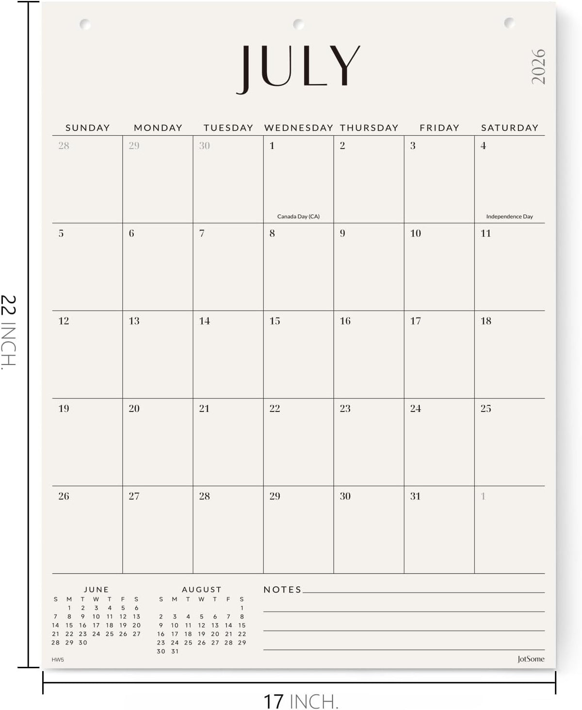 Jotsome Large Wall Calendar 2026-2027, Monthly Wall Calendar 17"x22"
