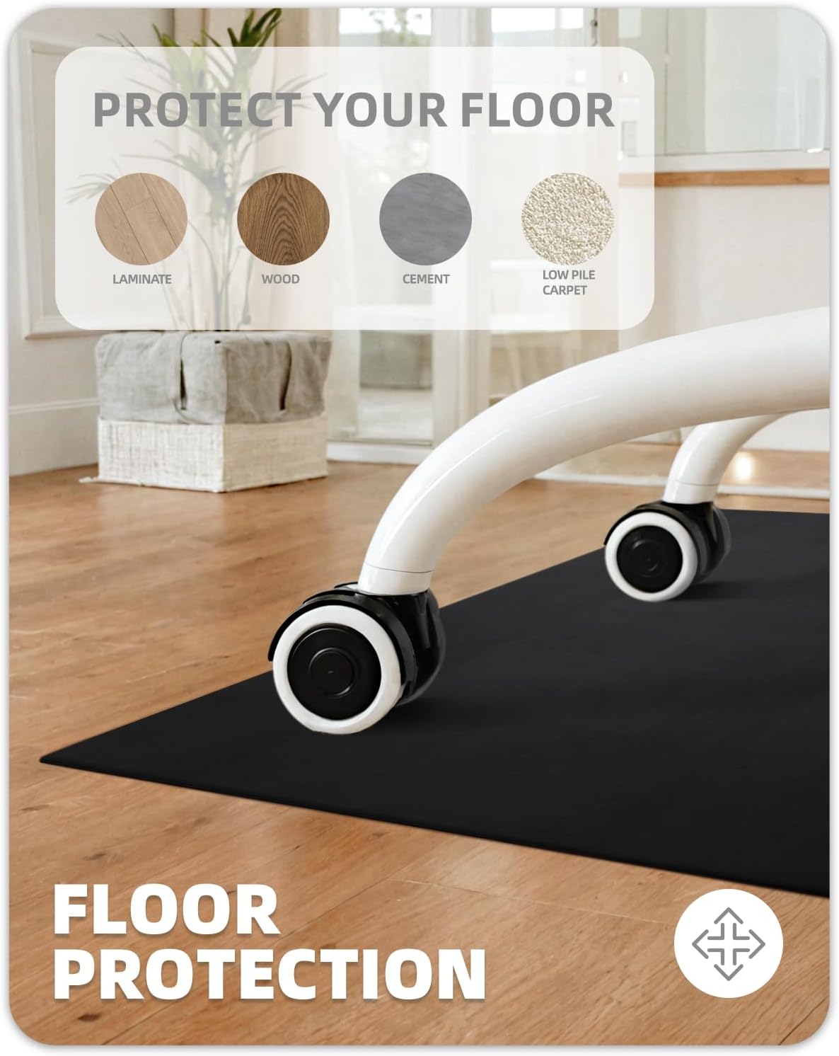 Color&Geometry Anti Scratch Ultra Thin Leather Chair Mat for Hard Floor P...