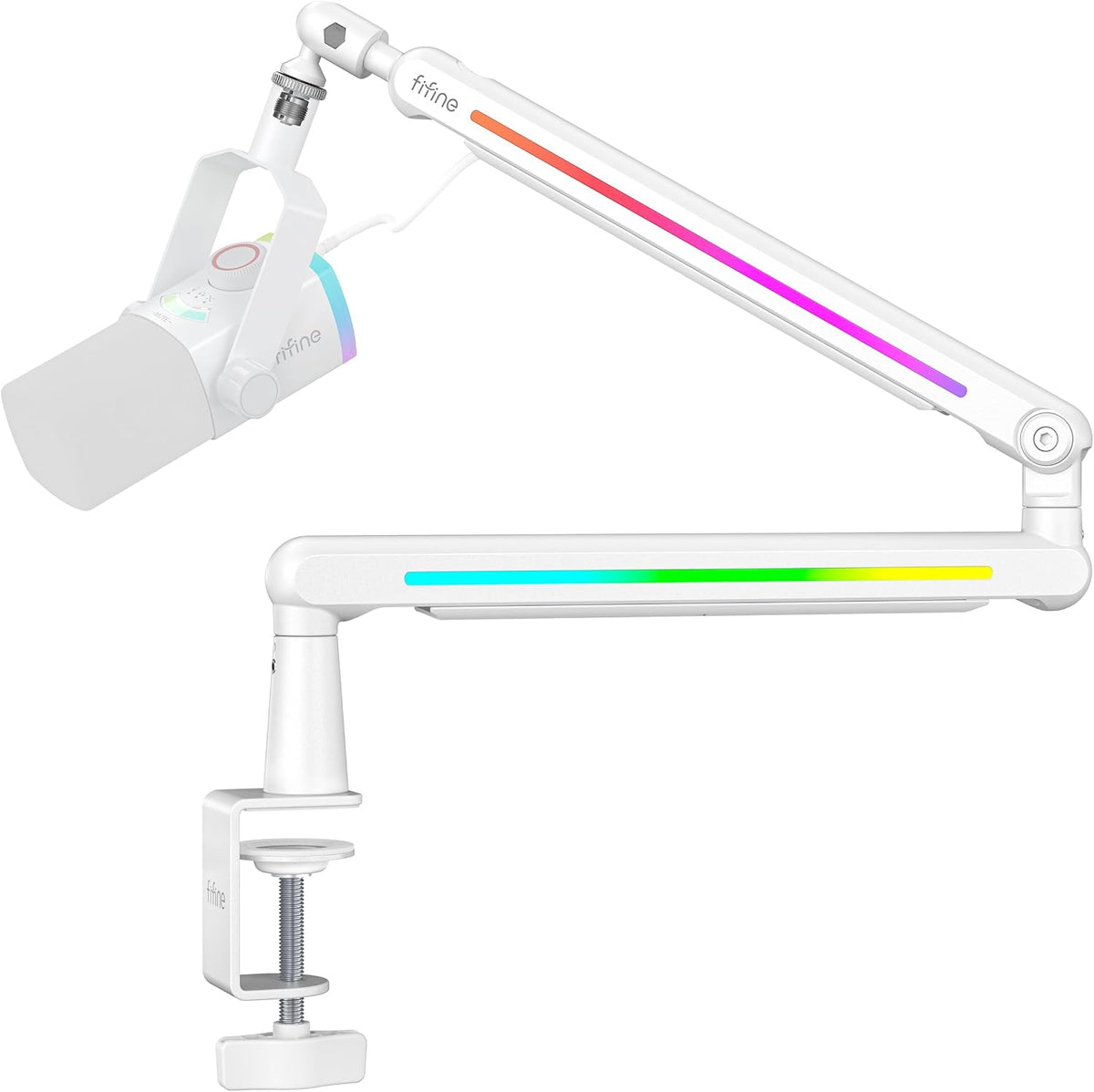 FIFINE BM88ProW RGB Low Profile Microphone Boom Arm for Gaming Streaming