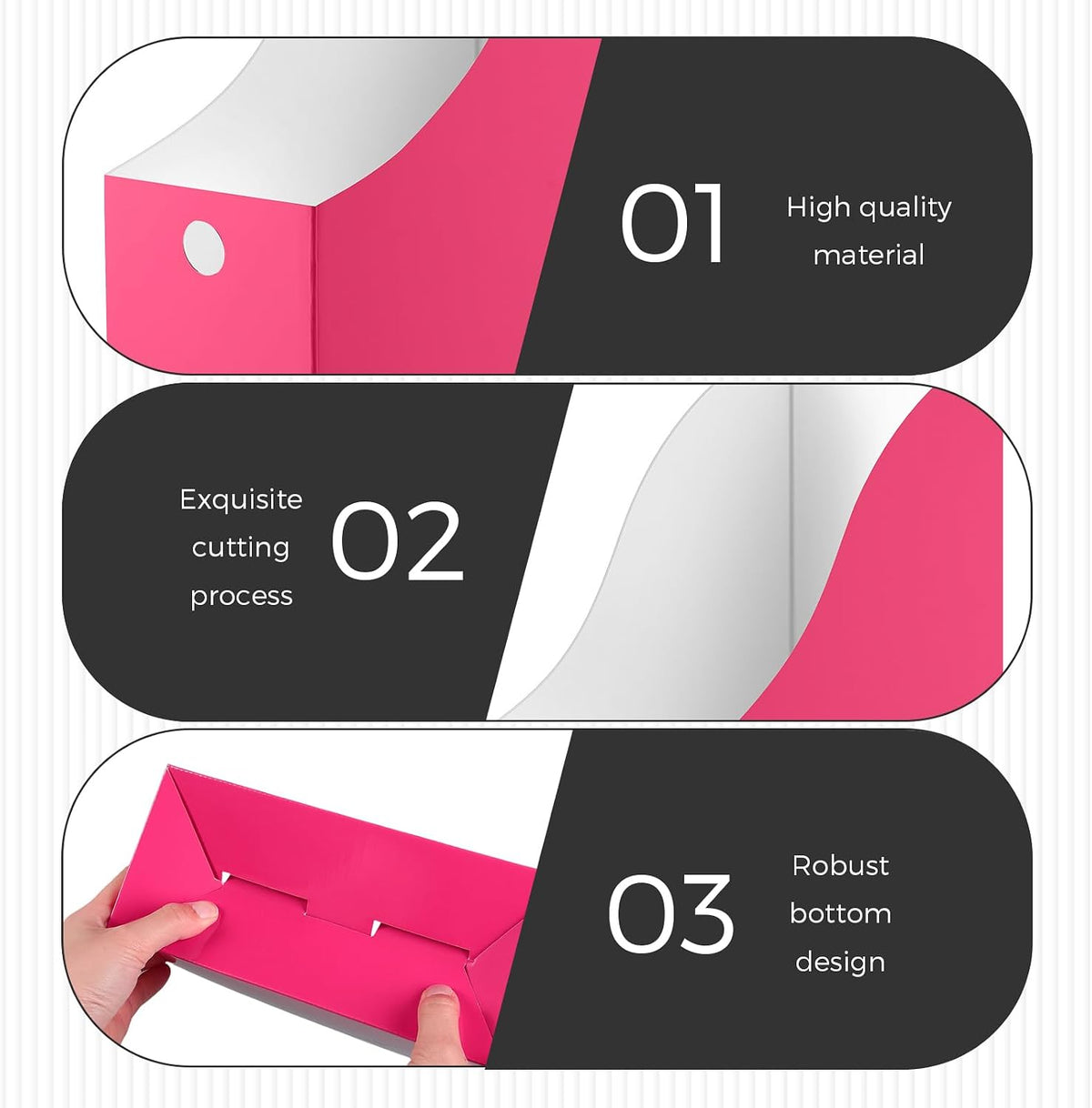 Jutom 48 Sets Cardboard Magazine Holders with Labels for School,Pink