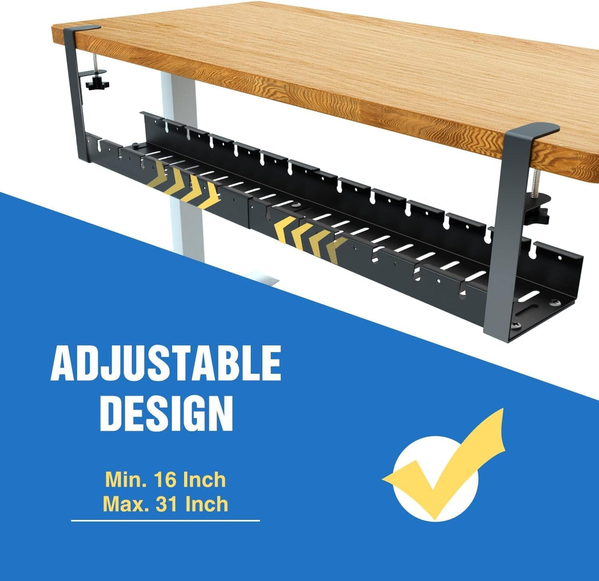 No Drilling Extendable Under Desk Cable Management, Metal Cable Management Tr...