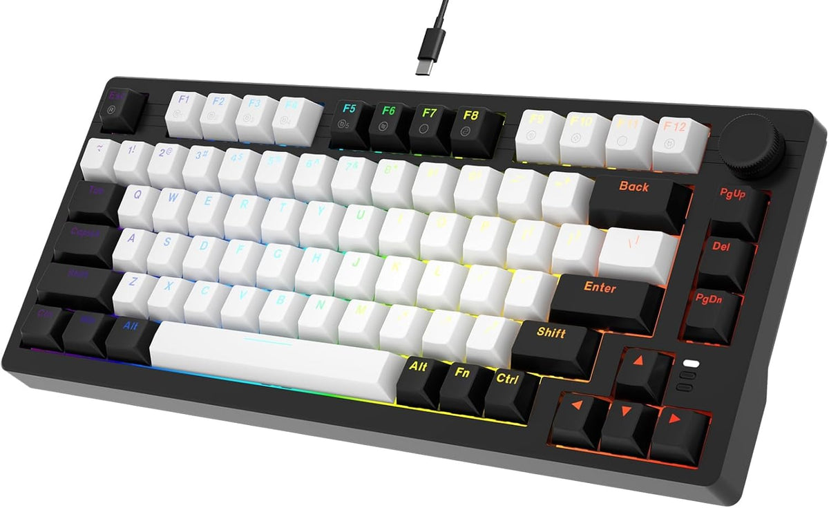 DAREU EK75 Wired Mechanical Keyboard,75% Keyboard with Volume Knob,Gasket Mou...