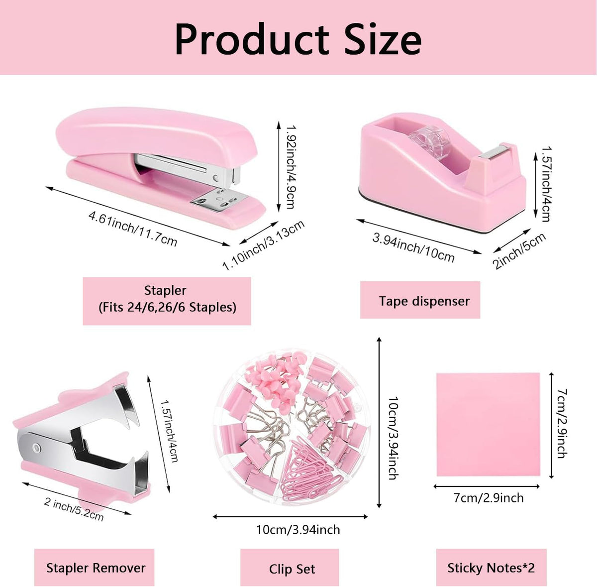 Office Supplies,Pink Desk Accessories,Desk Organizer,Stapler,Tape Dispenser,F...