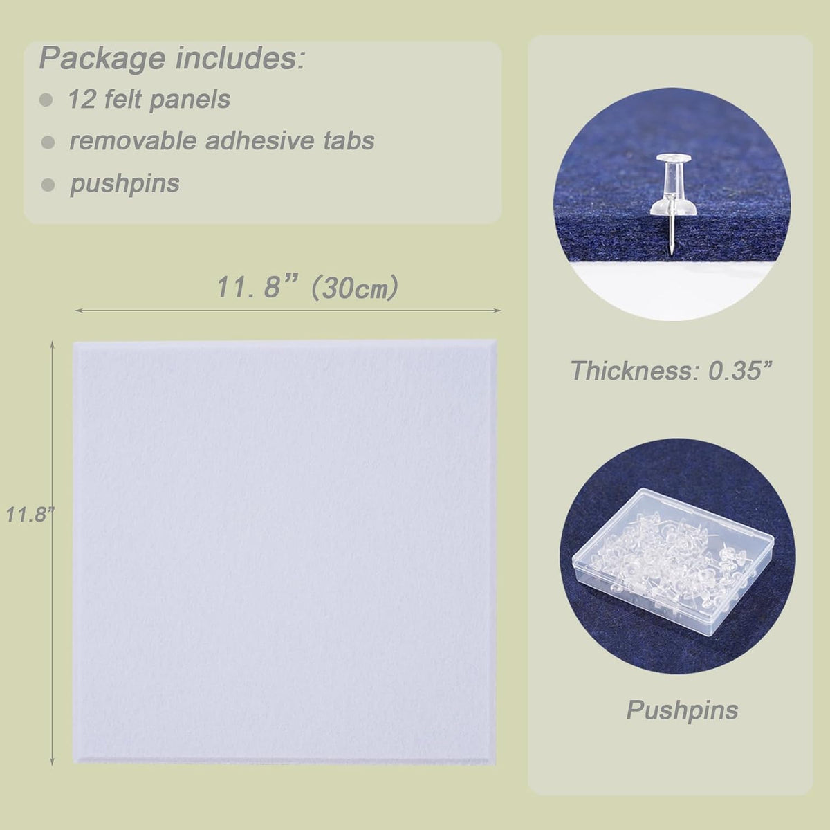 LAJAR Large Felt Wall Tiles, 12 Pack Cork Board Alternative with Removable Ad...