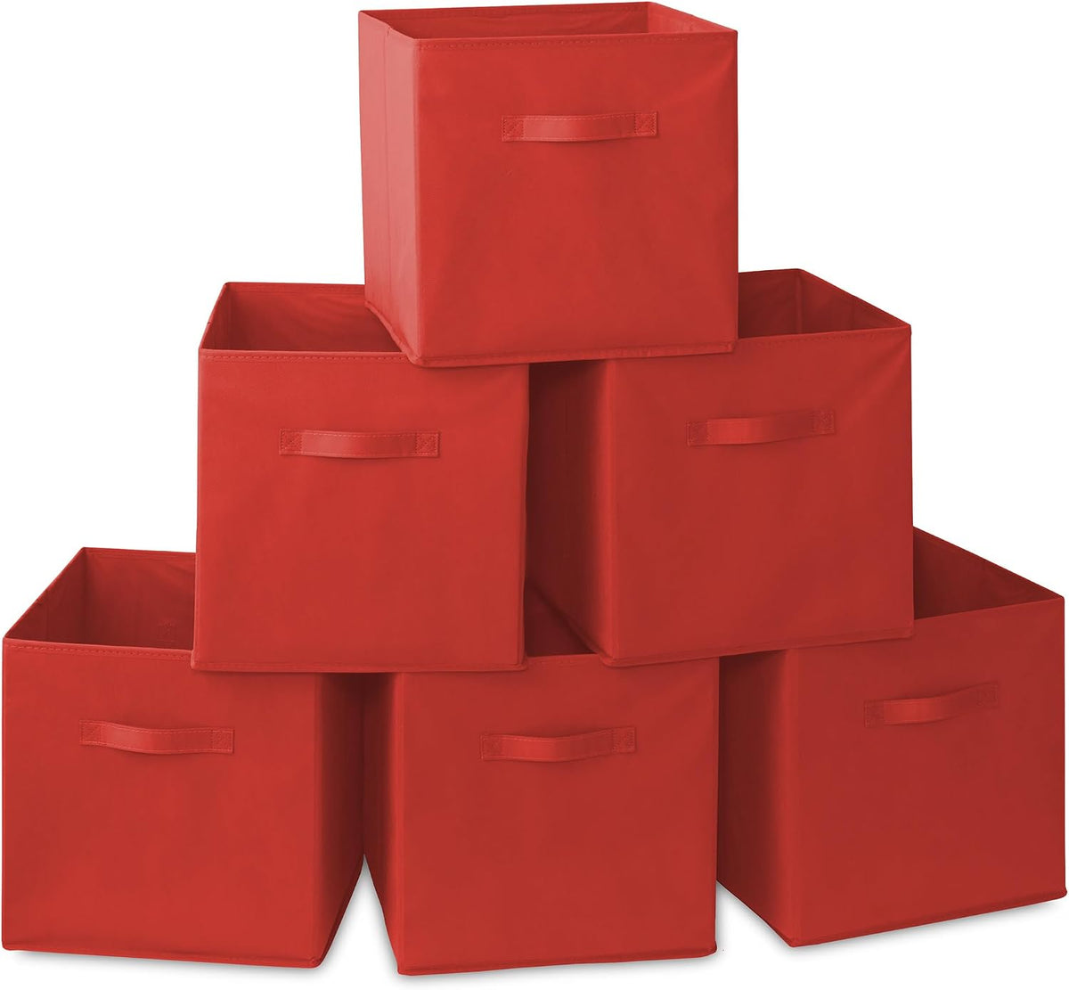Casafield Set of 6 Collapsible Fabric Cube Storage Bins, Red - 13" Folda...