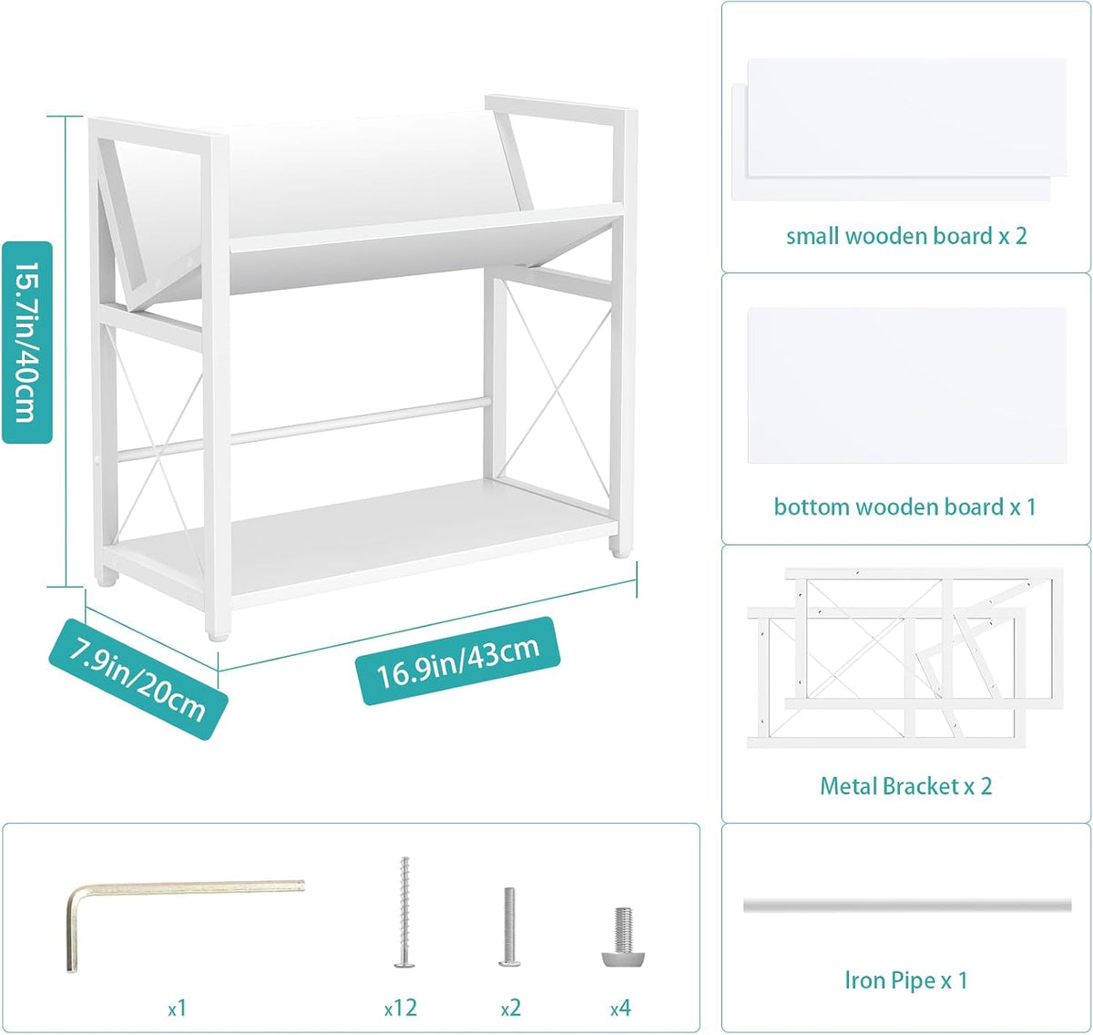 ELITEROO Desktop Bookshelf Organizer, 2 Tier Wood Desk Shelf for Tabletop Sto...