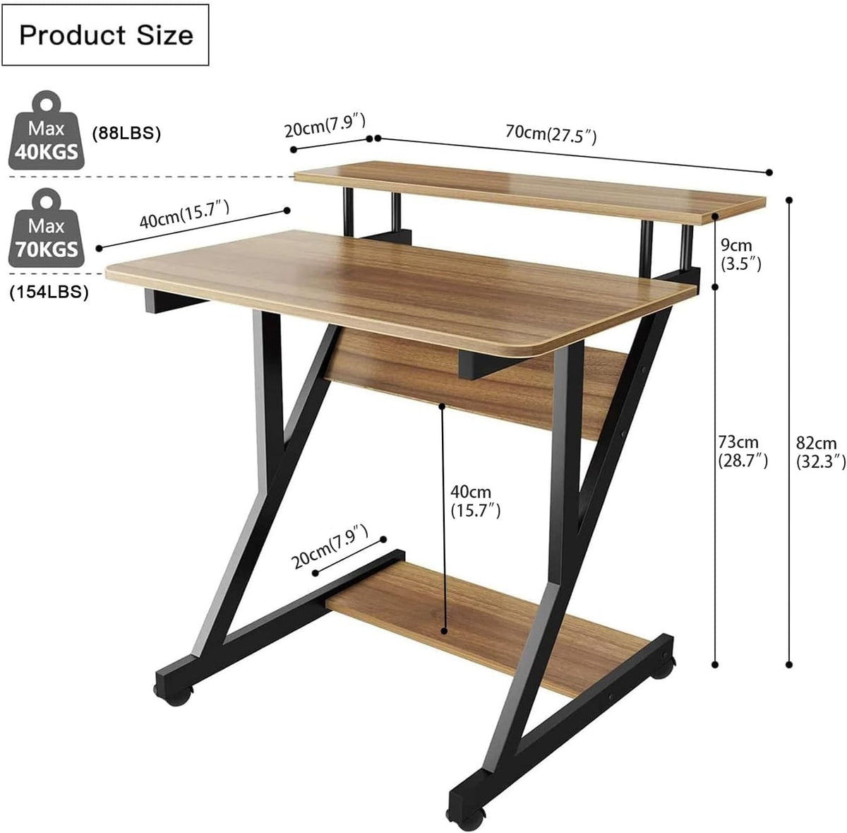 Dripex Computer Desk for Small Spaces, Z Shaped Small Computer Desk, 27.5 inc...