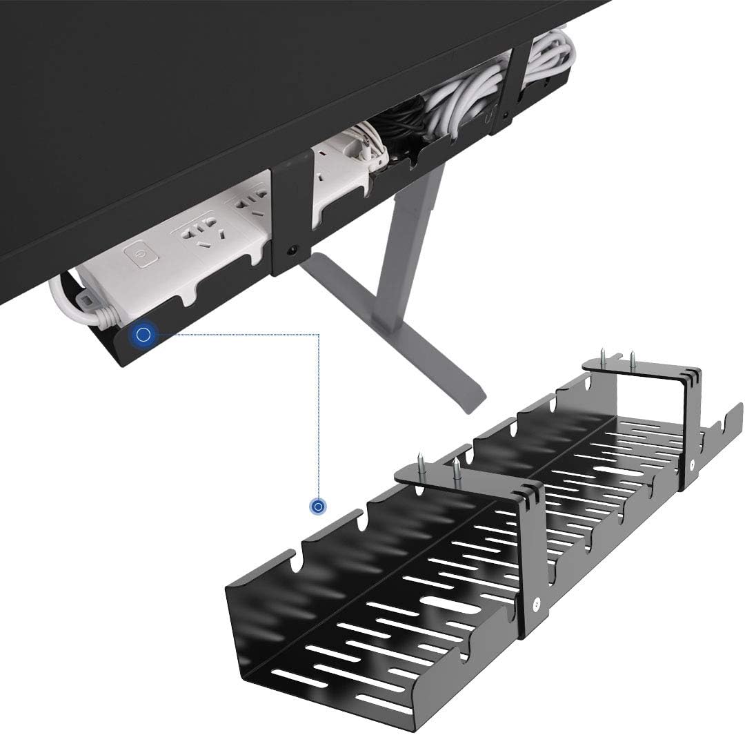 FLEXISPOT Under Desk Cable Management Tray, Metal Raceway Wires Cable Tidy Or...
