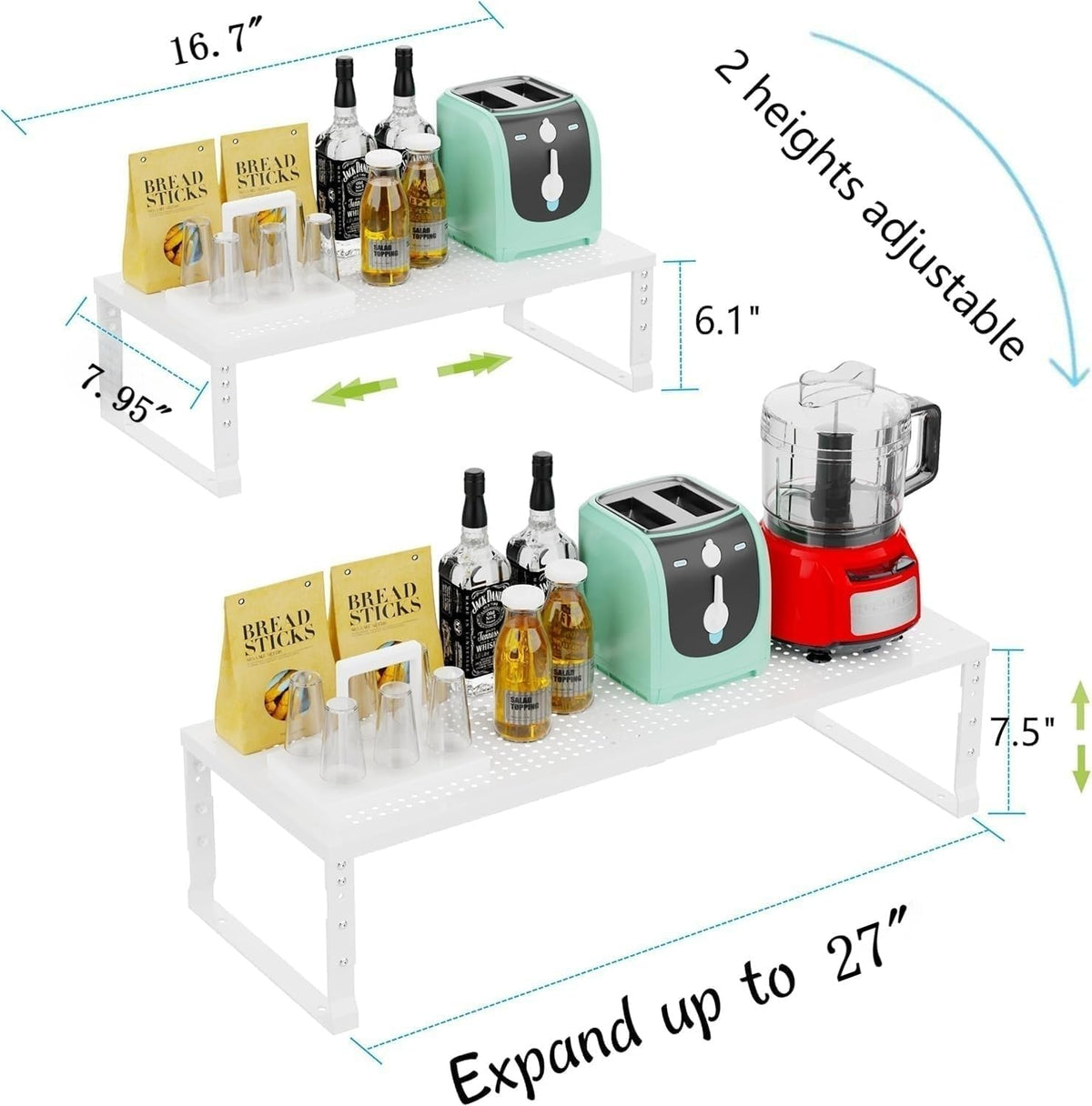 Jojocross Expandable Cabinet Shelf Organizer Storage Spice Rack Shelves for K...