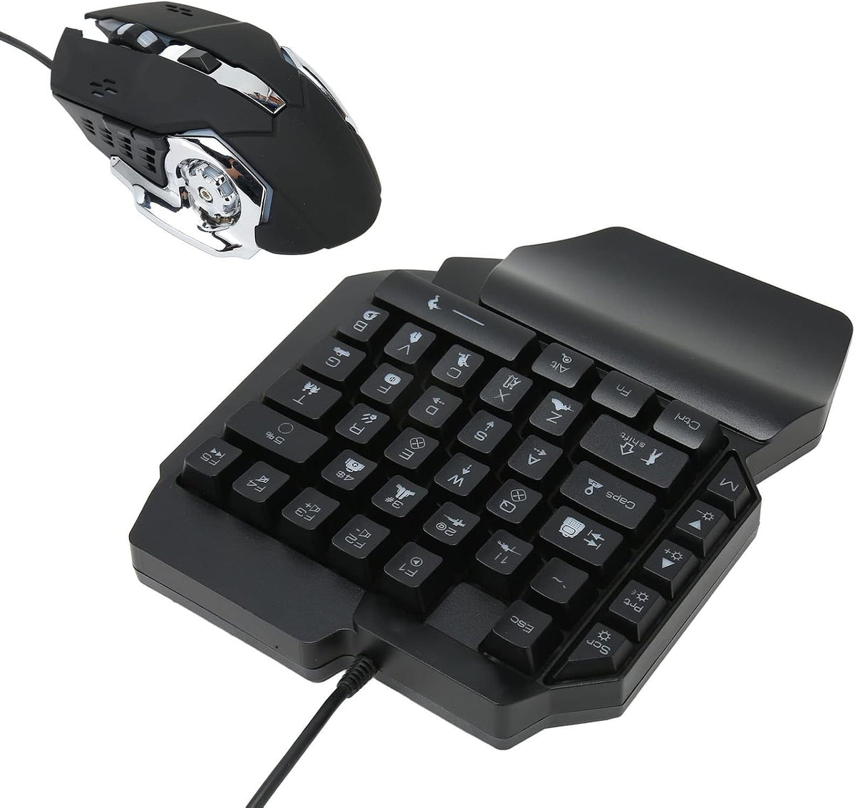 One - Handed RGB Gaming Keyboard and Mouse Combo, USB Wired LED Backlit Keybo...