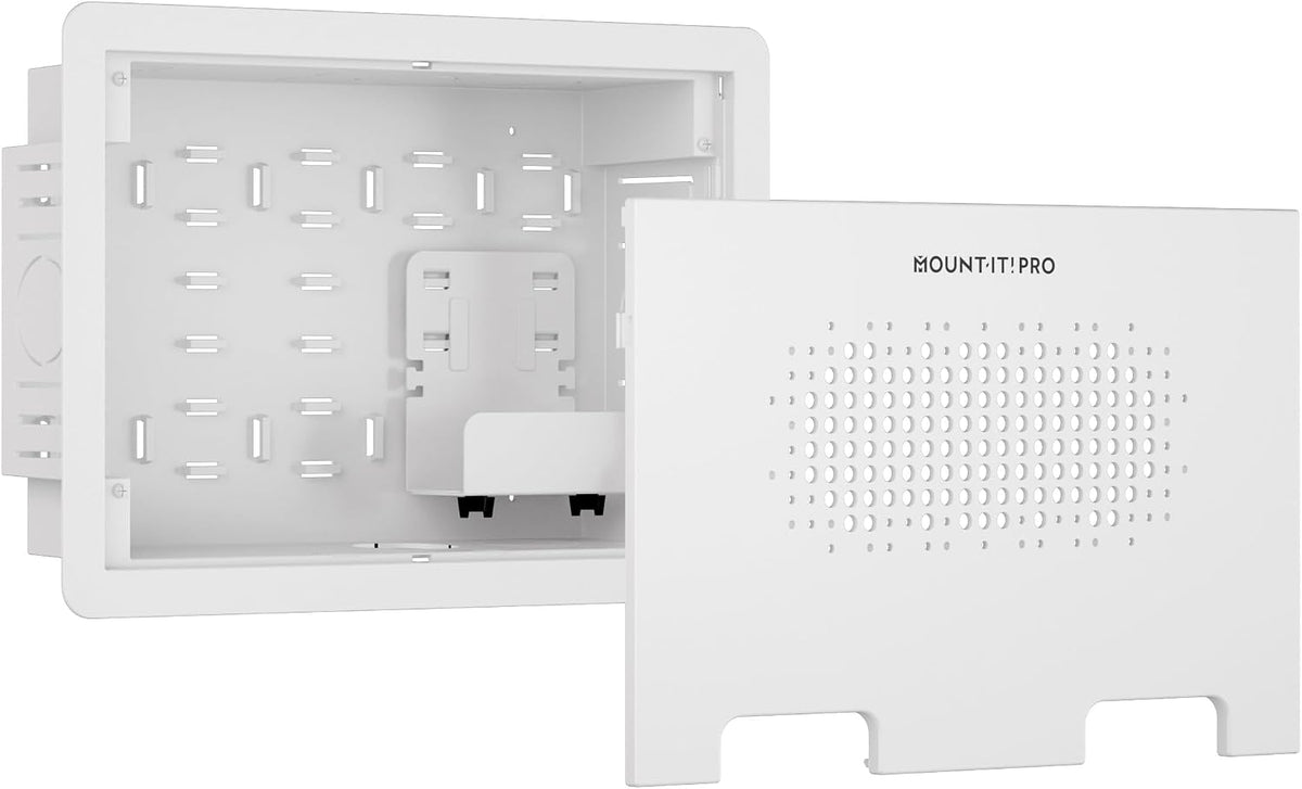 Mount-It PRO 9" Recessed in-Wall TV Media Box, Ventilated, 22 lbs