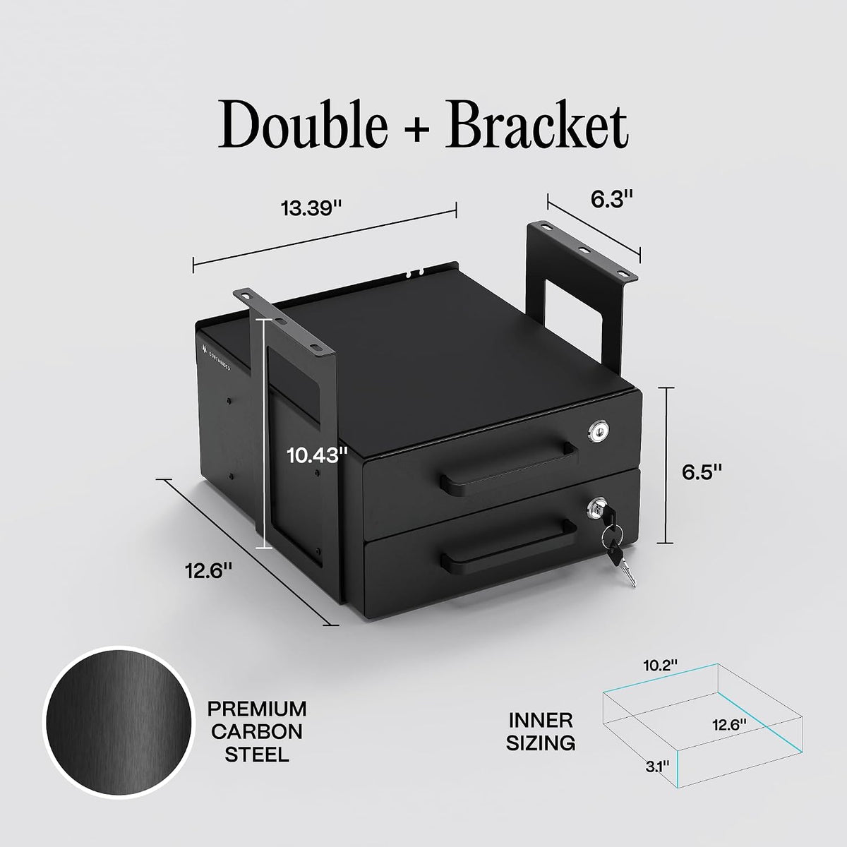 Under Desk Drawer Slide-Out – Lockable Metal Storage Drawers with Cable Manag...