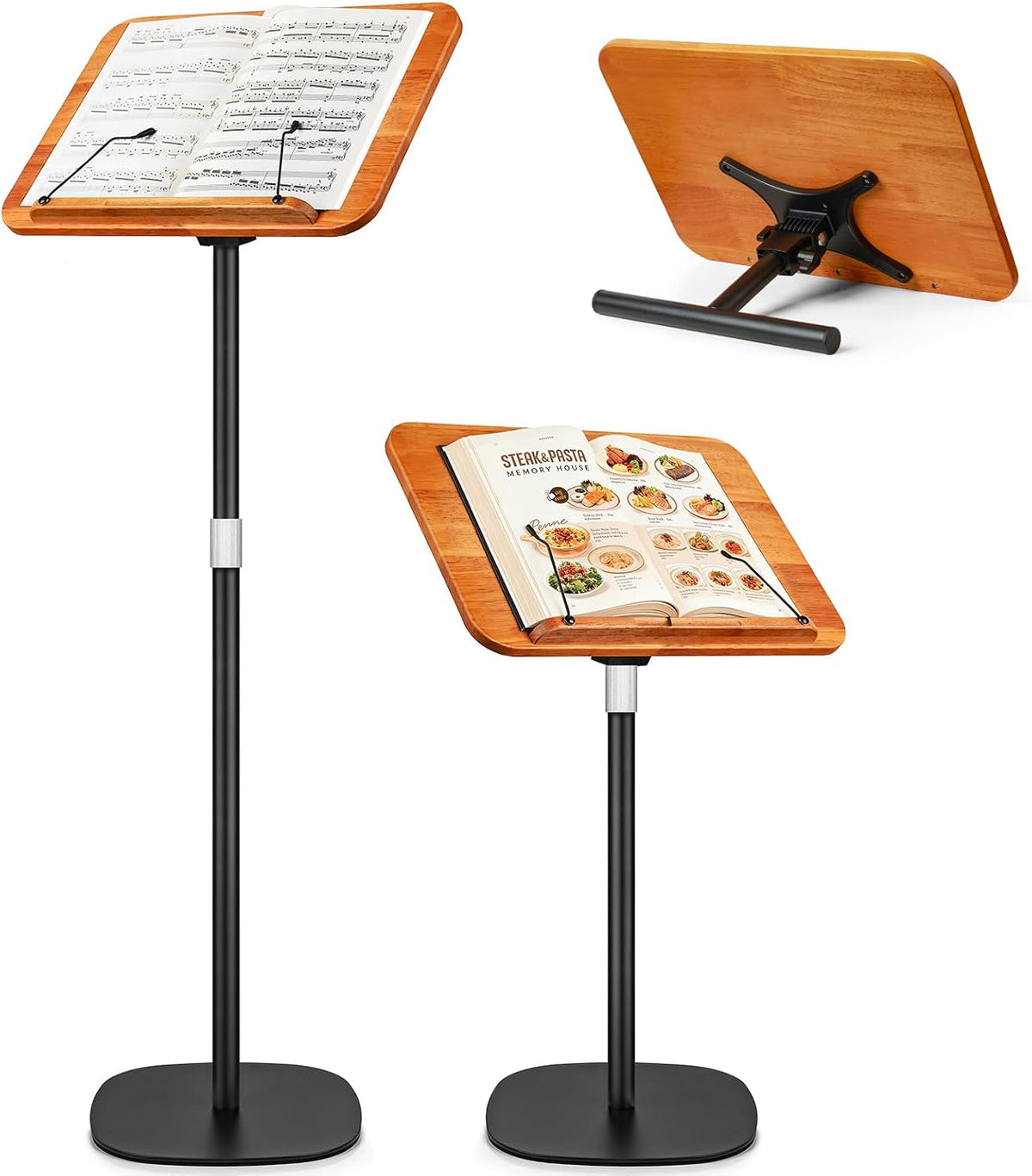 2-in-1 Dual-use Floor & Desktop Music Stand, Adjustable 16.5"-51&quo...
