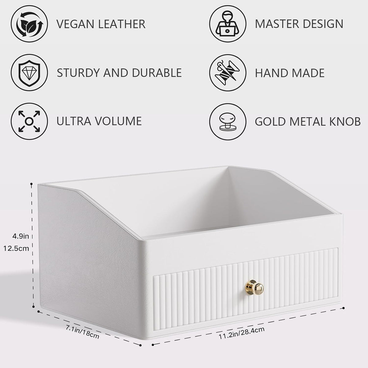 LADSTAG Office Desk Accessories,Beige White Vegan Leather Office Organizer wi...