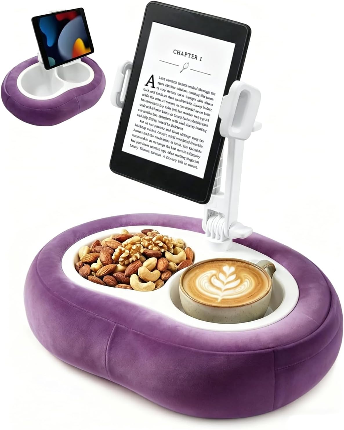 Miledi Tablet Pillow Stand for Bed with 360° Rotating Holder, Purple