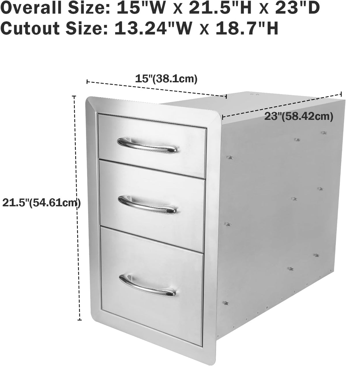 Stanbroil Triple Access Drawers for Outdoor Kitchen, 304 Stainless Steel