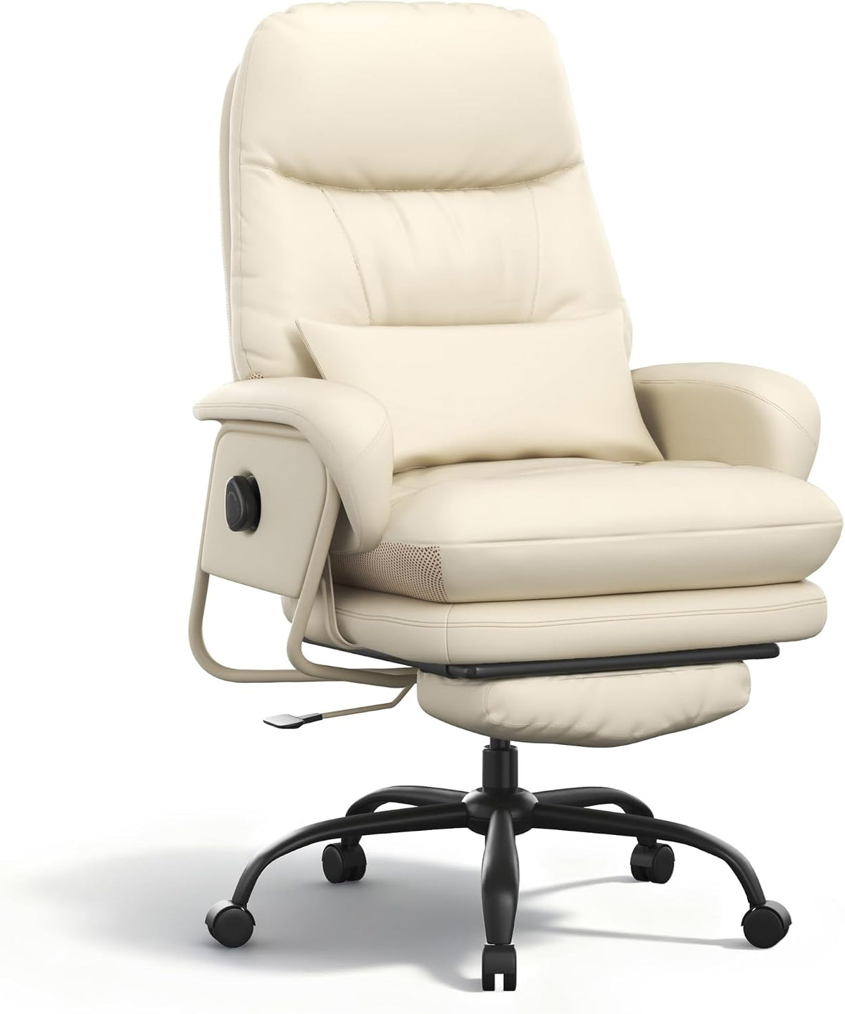 FLEXISPOT HC4 2-in-1 Chaise Lounge Chair Indoor, PU Leather, Beige White