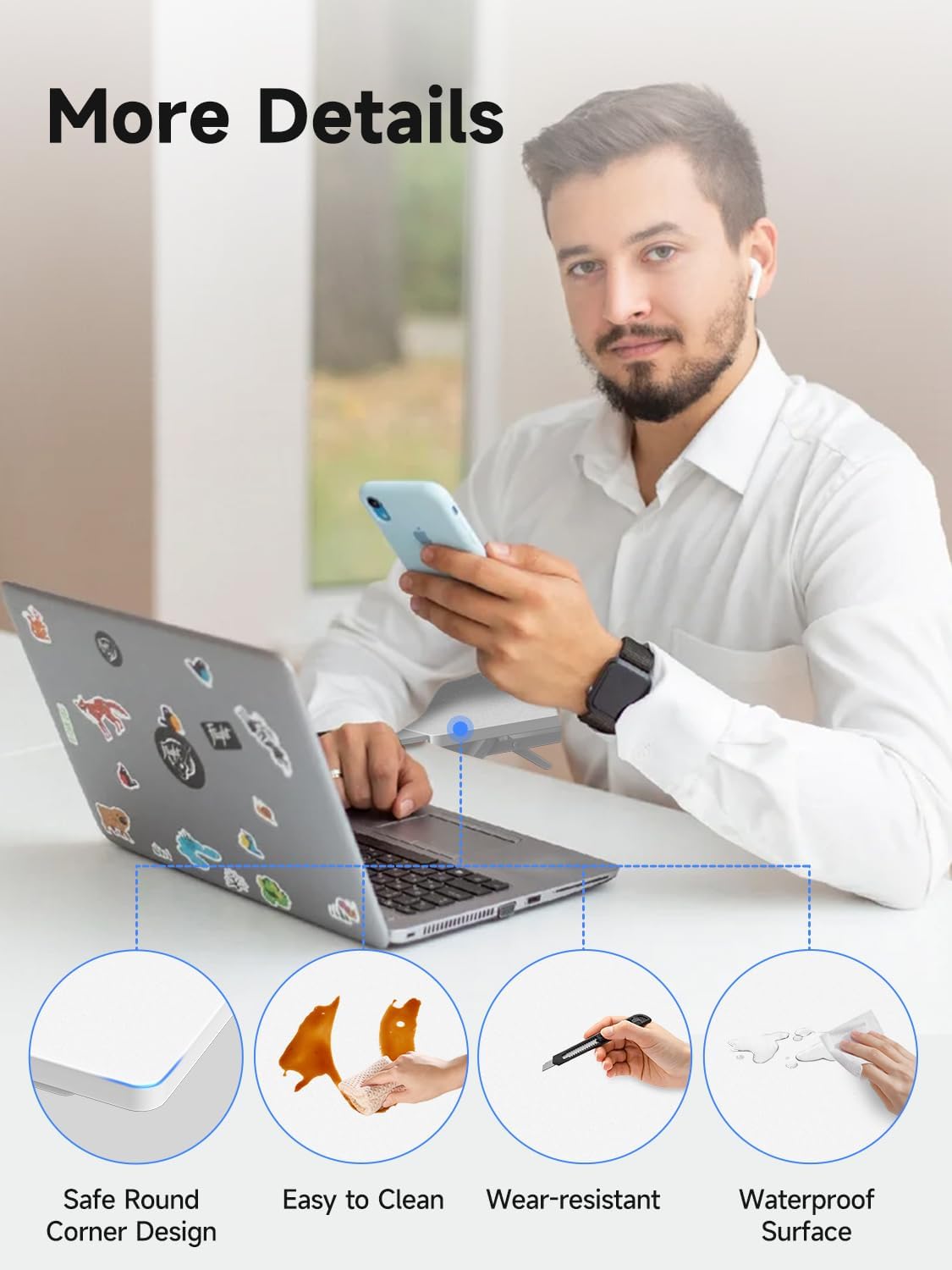 suptek Ergonomics Desk Extender Tray, 9.5"x9.1" Clamp on Table Moun...