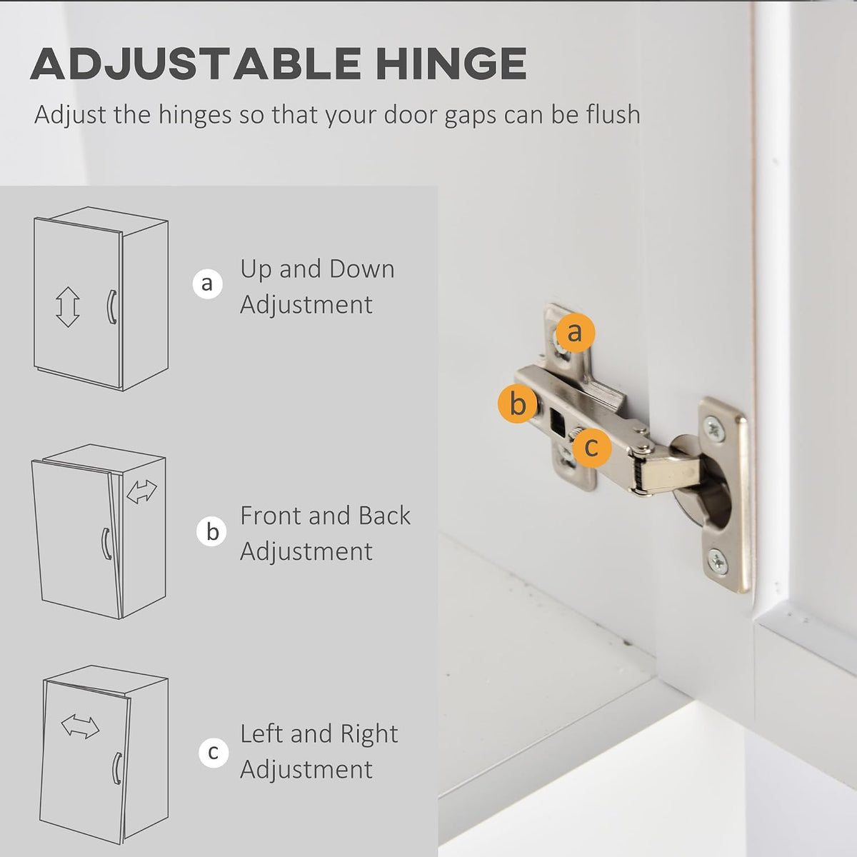 kleankin Short Bathroom Storage Cabinet with Adjustable Shelf, White
