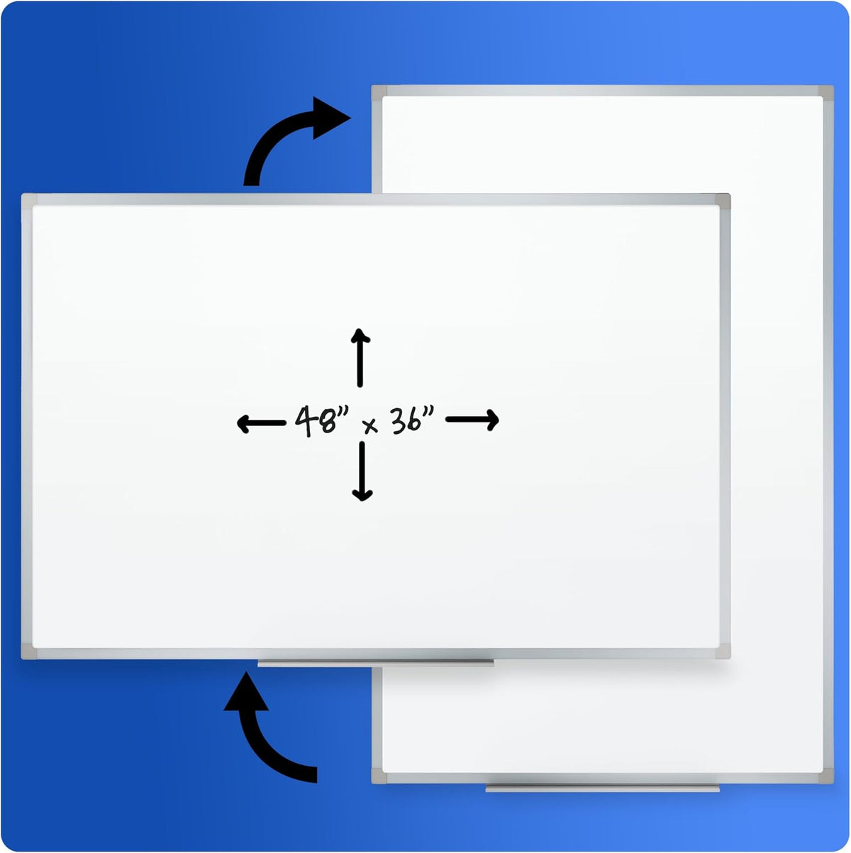 Mead Dry Erase Board 48" x 36" Non-Magnetic Whiteboard For Wall, 4&...