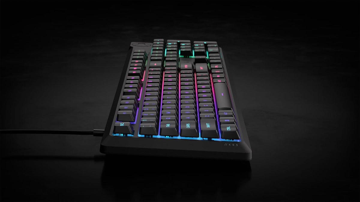 Corsair K55 CORE RGB Membrane Wired Gaming Keyboard – QWERTY US Layout – Quie...