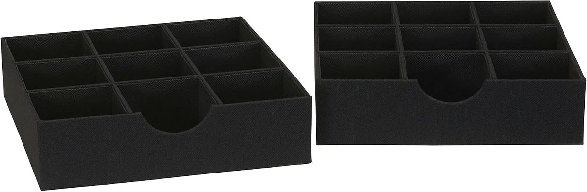 Household Essentials Drawer Organizer Tray with Fabric Cover and 9 Square Com...