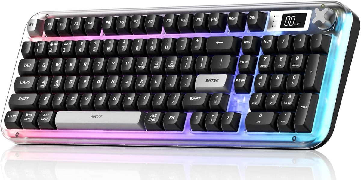 AUSDOM K98pro Wireless Silent Creamy Keyboard, Tri-Mode BT/2.4G/USB-C Compute...