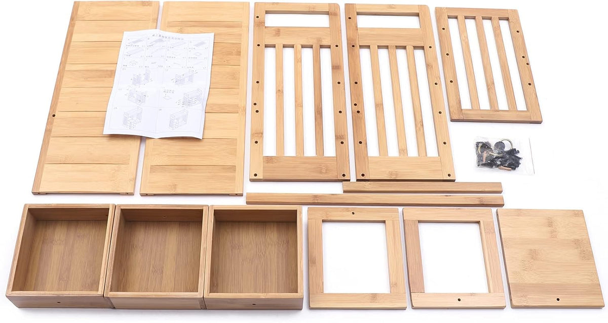 Bamboo Desk Book Shelf,Desktop Bookshelf Storage Rack Tabletop Standing Organ...
