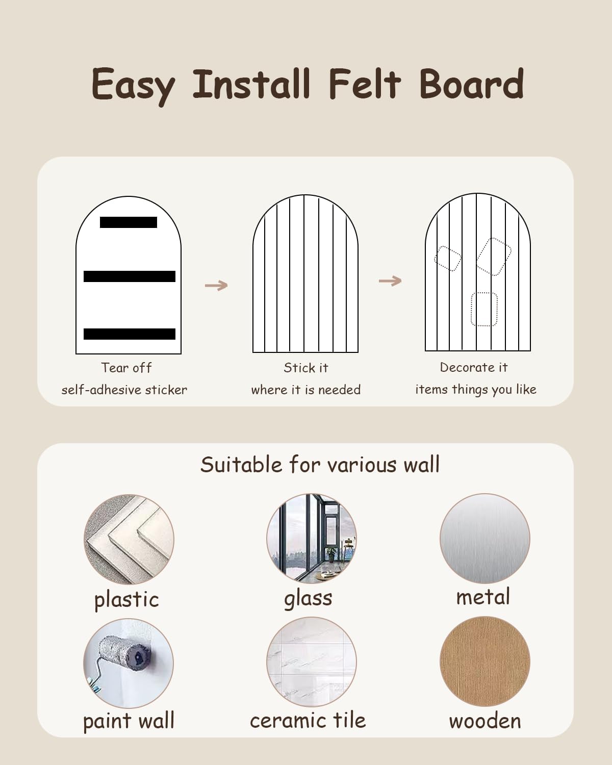 Foldable Bulletin Board 47x24 inches, 0.35" Thick Felt Wall Tiles, Large...