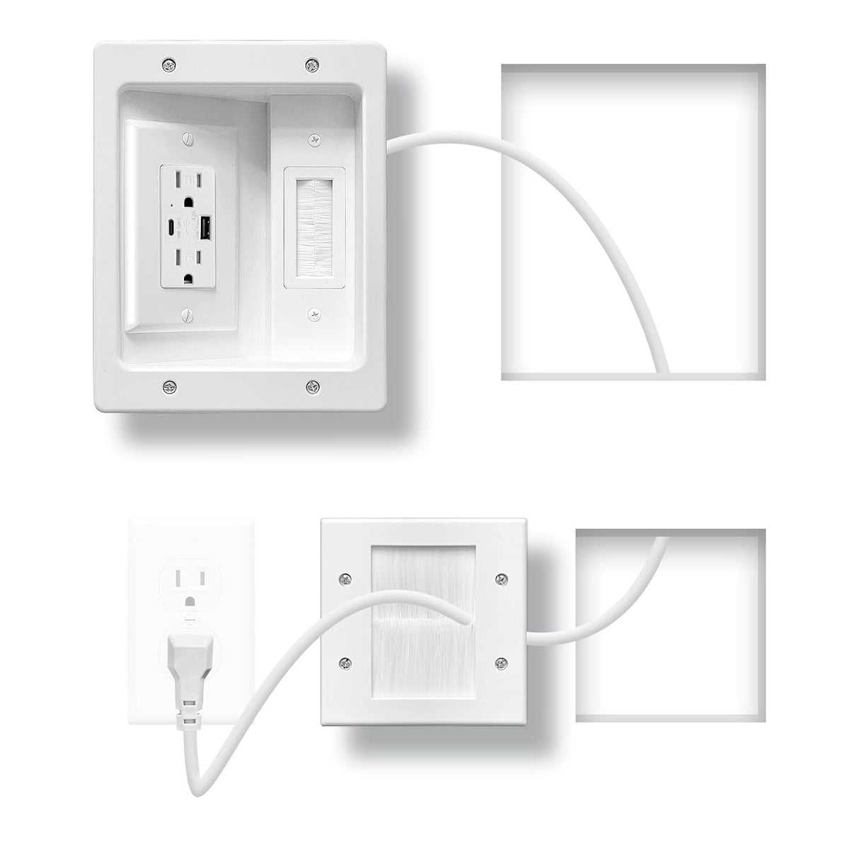 in Wall Cable Management Kit with Brush Wall Plate TV Cable Hider Wall Kit-UL...
