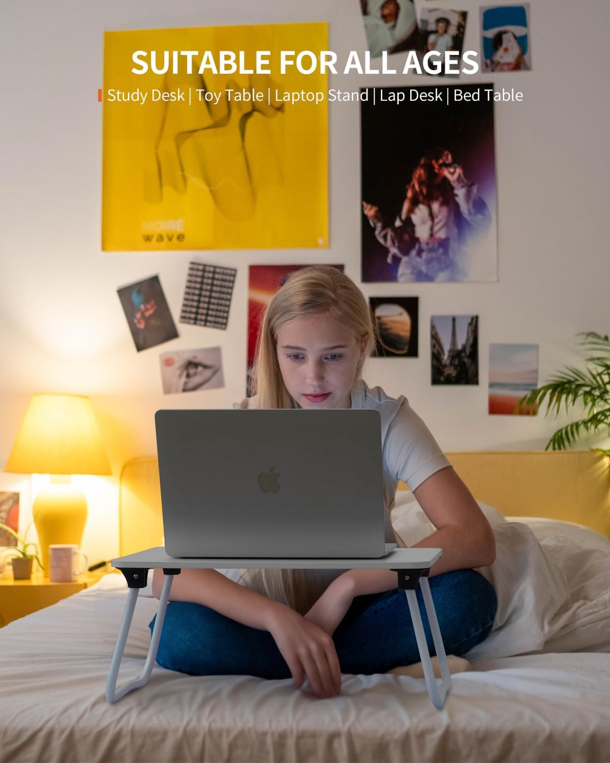 FISYOD Foldable Lap Desk, Laptop Bed Desk, Portable Bed Table, Laptop Stand f...
