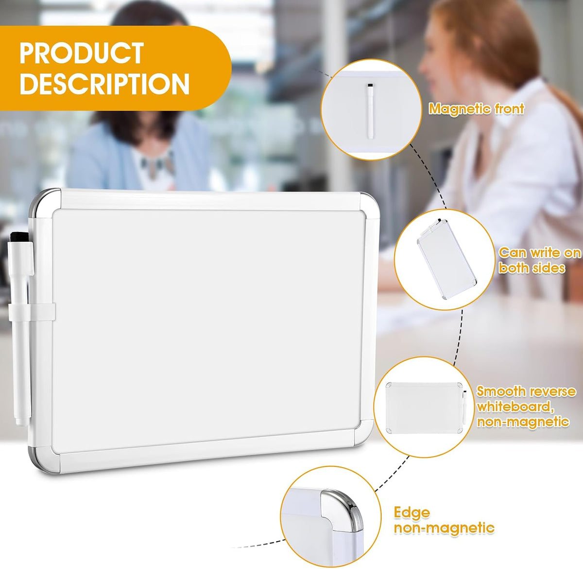 Sherr 8 Pcs Small White Board, 7" x 11" Magnetic Mini Wall Dry Eras...