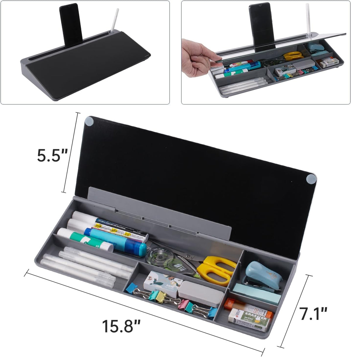 TSJ OFFICE Desktop Whiteboard Dry-Erase-Board - Computer Keyboard Stand White...