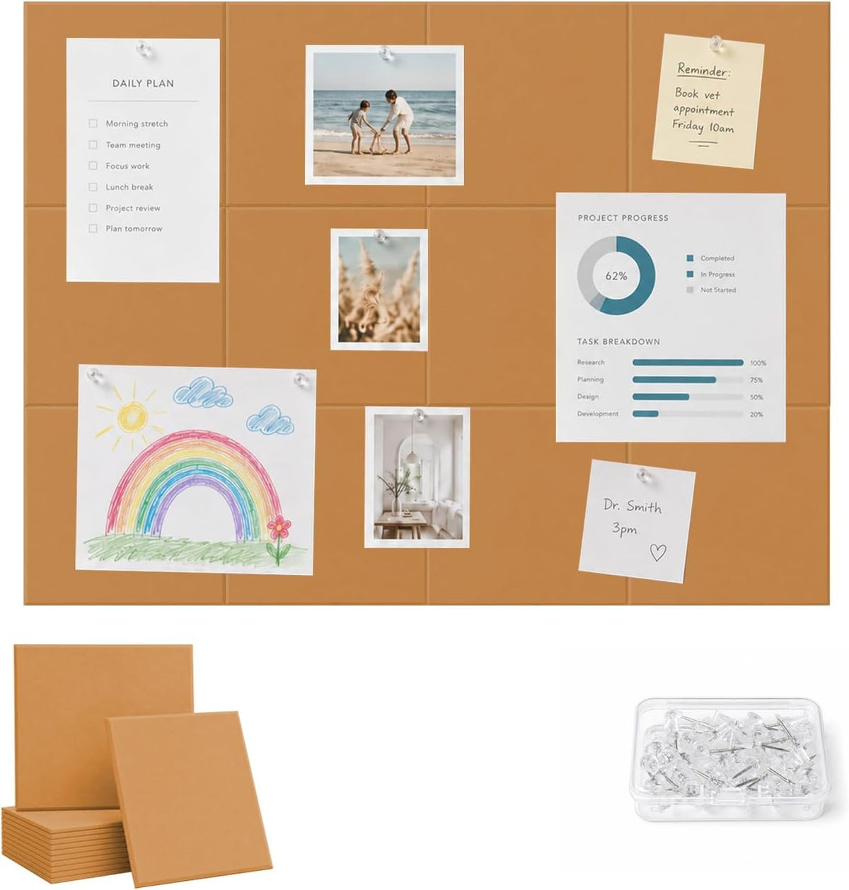 48" x 36" Decorative Bulletin Boards, Large Cork Board Alternative ...