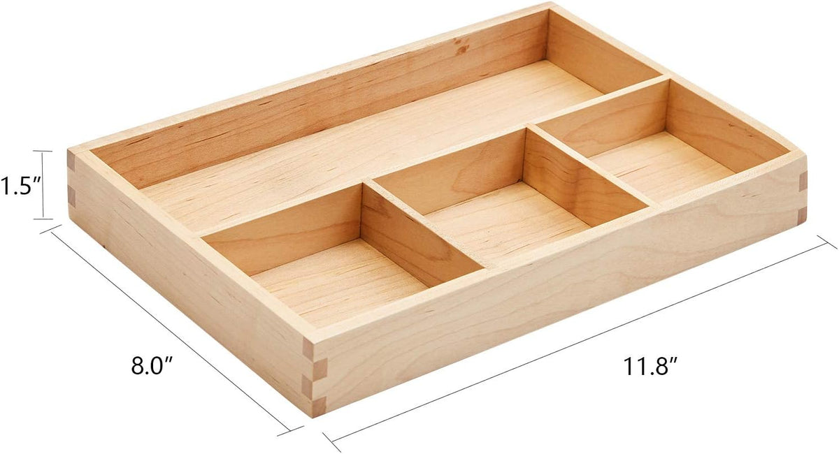 pandapark Wood Organizer Tray,Black Walnut,Desk & Drawer Storage Box (Map...
