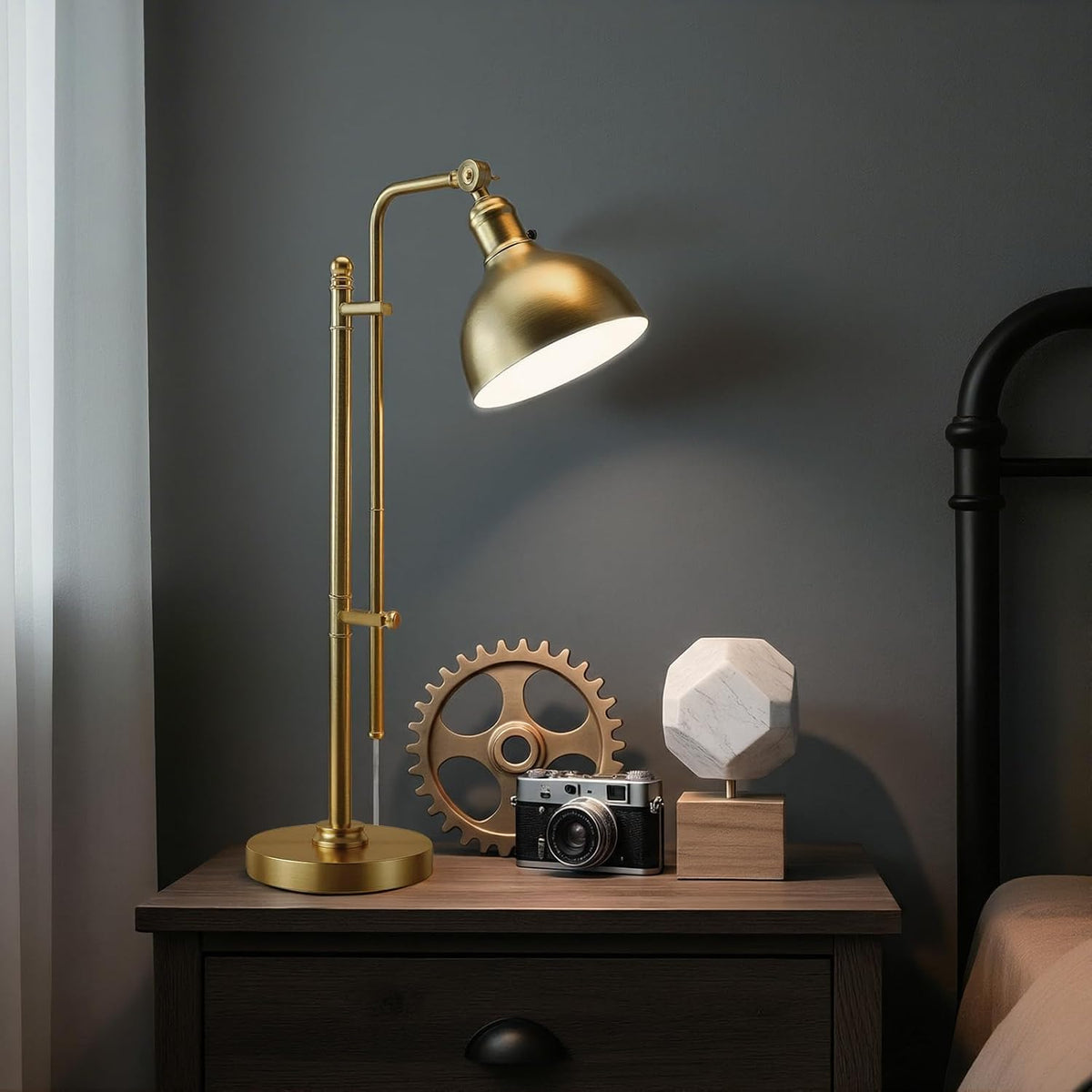 PARTPHONER Industrial Adjustable Desk Lamp for Home Office, Farmhouse Table l...