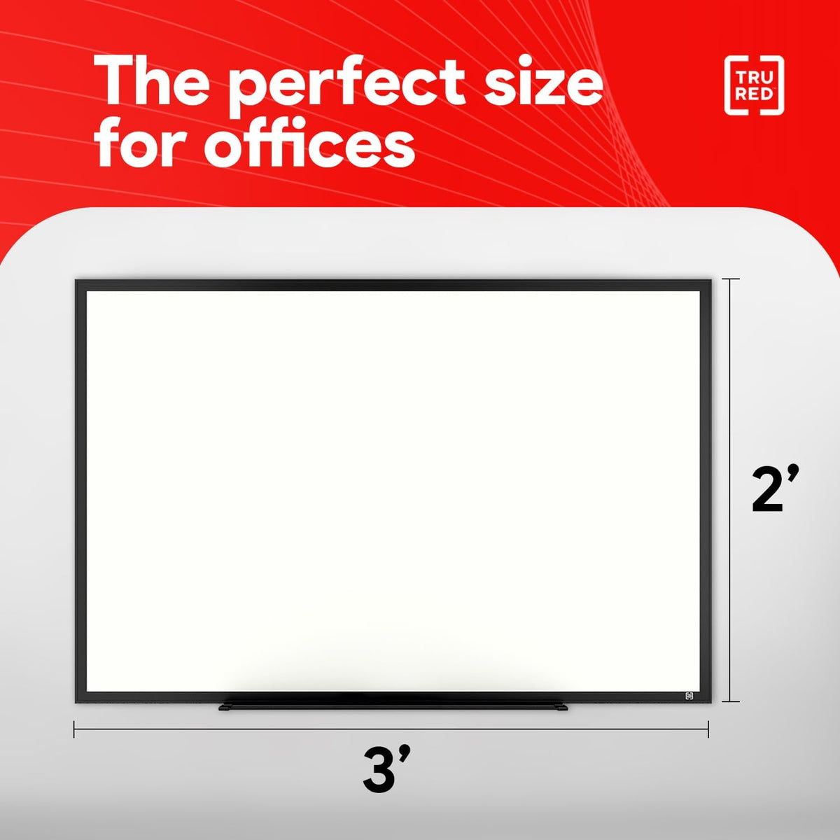 TRU RED Melamine Whiteboard, 3 ft x 2 ft, Black Aluminum Frame