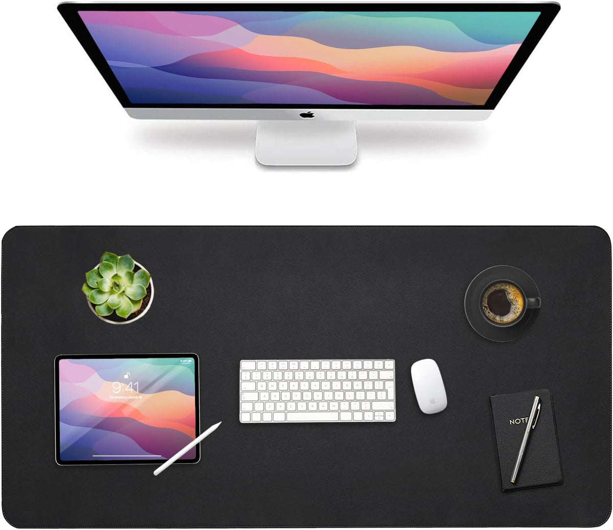 Vine Creations Leather Desk Mat Large 44" x 22", Desk Protector Mat...
