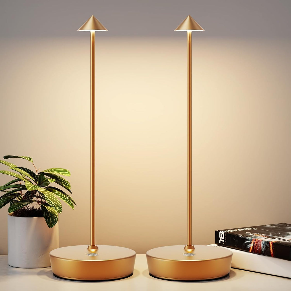 2Pack Rechargeable Cordless Table Lamp, Portable Powered LED Battery 6000mAh ...