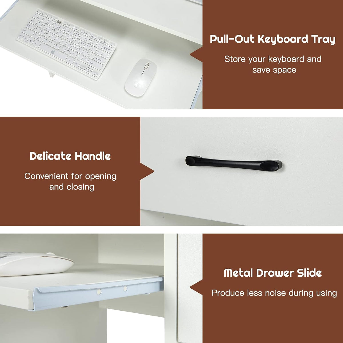 Computer Desk with Hutch & Keyboard Tray, Home Office Workstation with Dr...