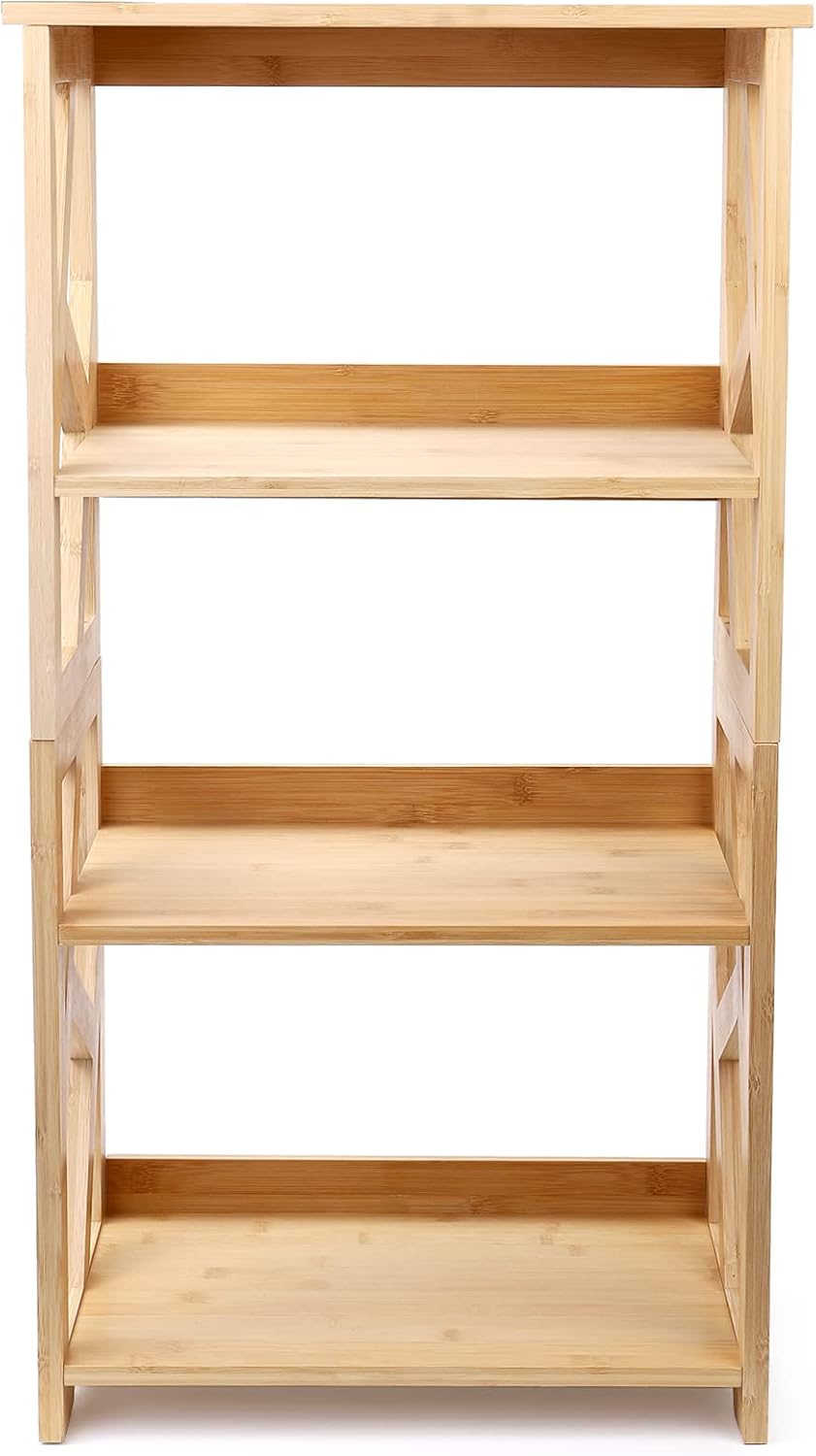 Hedume Bookcase, 3-Tier Open Shelf Bookcase, Small Bamboo Bookshelf, Bamboo N...