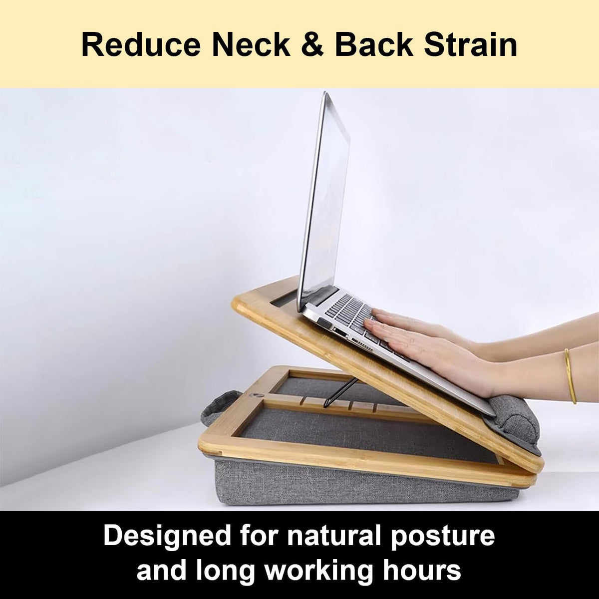 Foldable Wooden Laptop Stand for Desk – Adjustable & Portable Lapdesk wit...