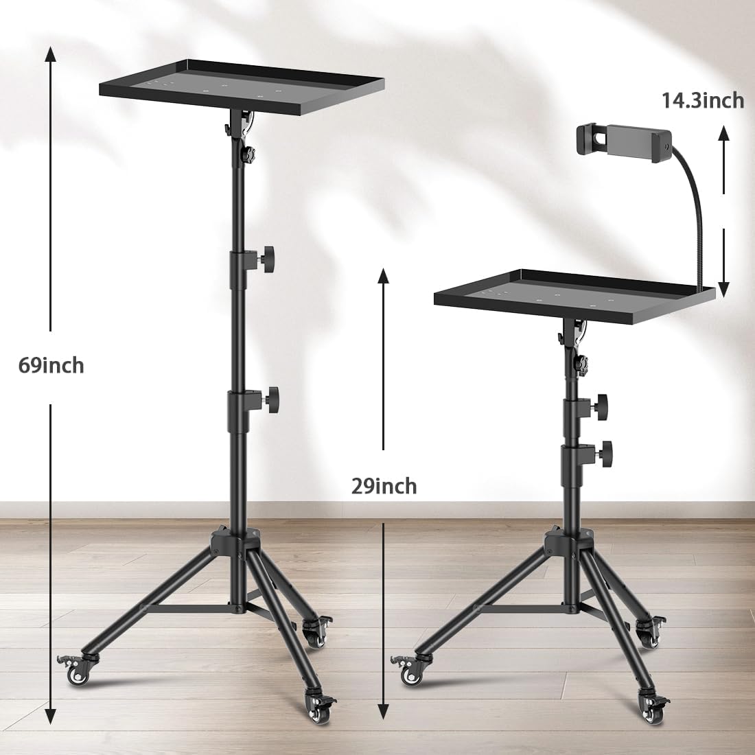 Projector Stand with Wheels, Laptop Tripod from 29" to 69" with Mou...