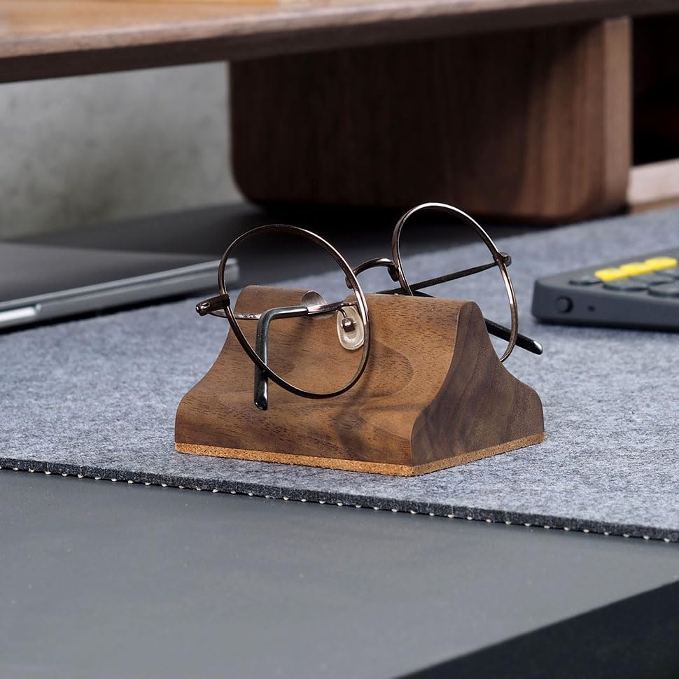 Wooden Glasses Stand, Eyeglass Stand for Desk or Nightstand
